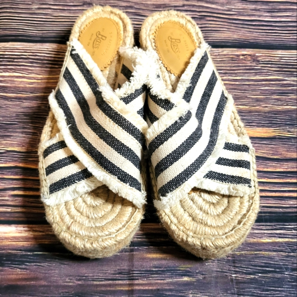 GH Bass&Co SZ 6.5 Navy/Tan New Anabelle Espadrille Sandals